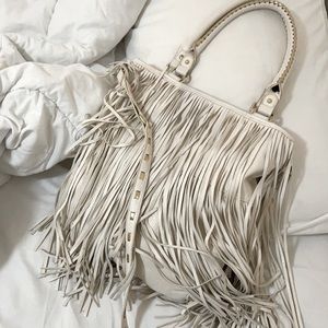 Steve Madden White Fringe Purse